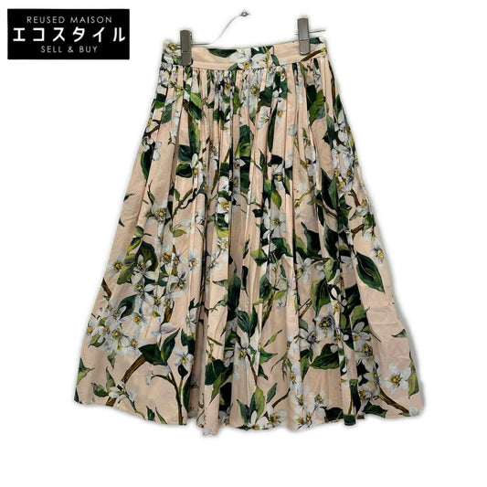 DOLCE&GABBANA ドルチェアンドガッバーナ F4Y01T FS5U2 ベージュ フラワープリント プリーツスカート スカート