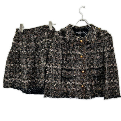 DOLCE&GABBANA ドルチェアンドガッバーナ F250PT FMMB9 ブラック系 ツイード ジャケット スカート セットアップ スーツ セットアップ