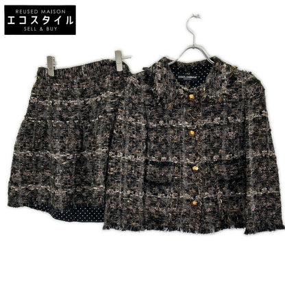 DOLCE&GABBANA ドルチェアンドガッバーナ F250PT FMMB9 ブラック系 ツイード ジャケット スカート セットアップ スーツ セットアップ