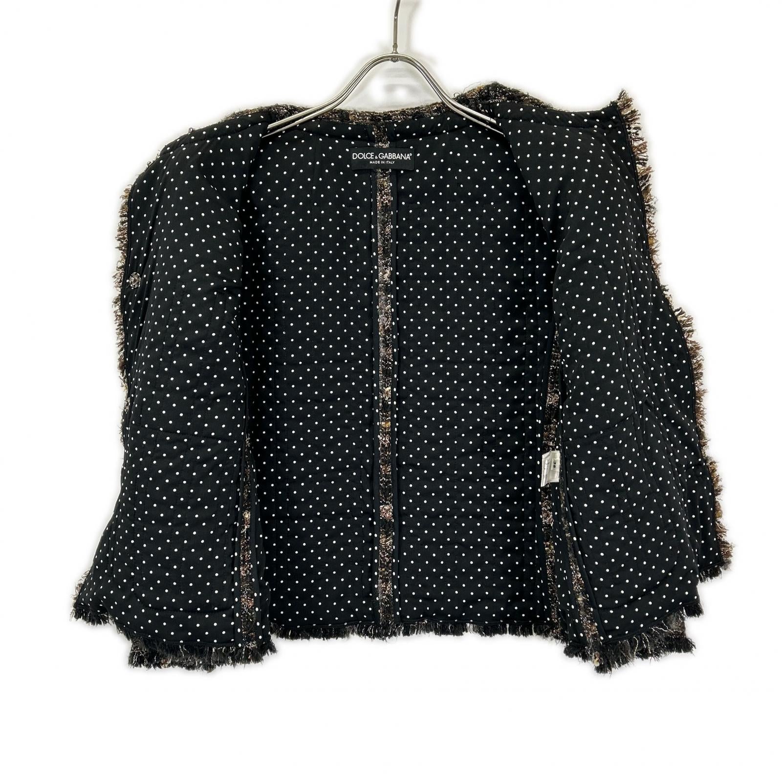 DOLCE&GABBANA ドルチェアンドガッバーナ F250PT FMMB9 ブラック系 ツイード ジャケット スカート セットアップ スーツ セットアップ