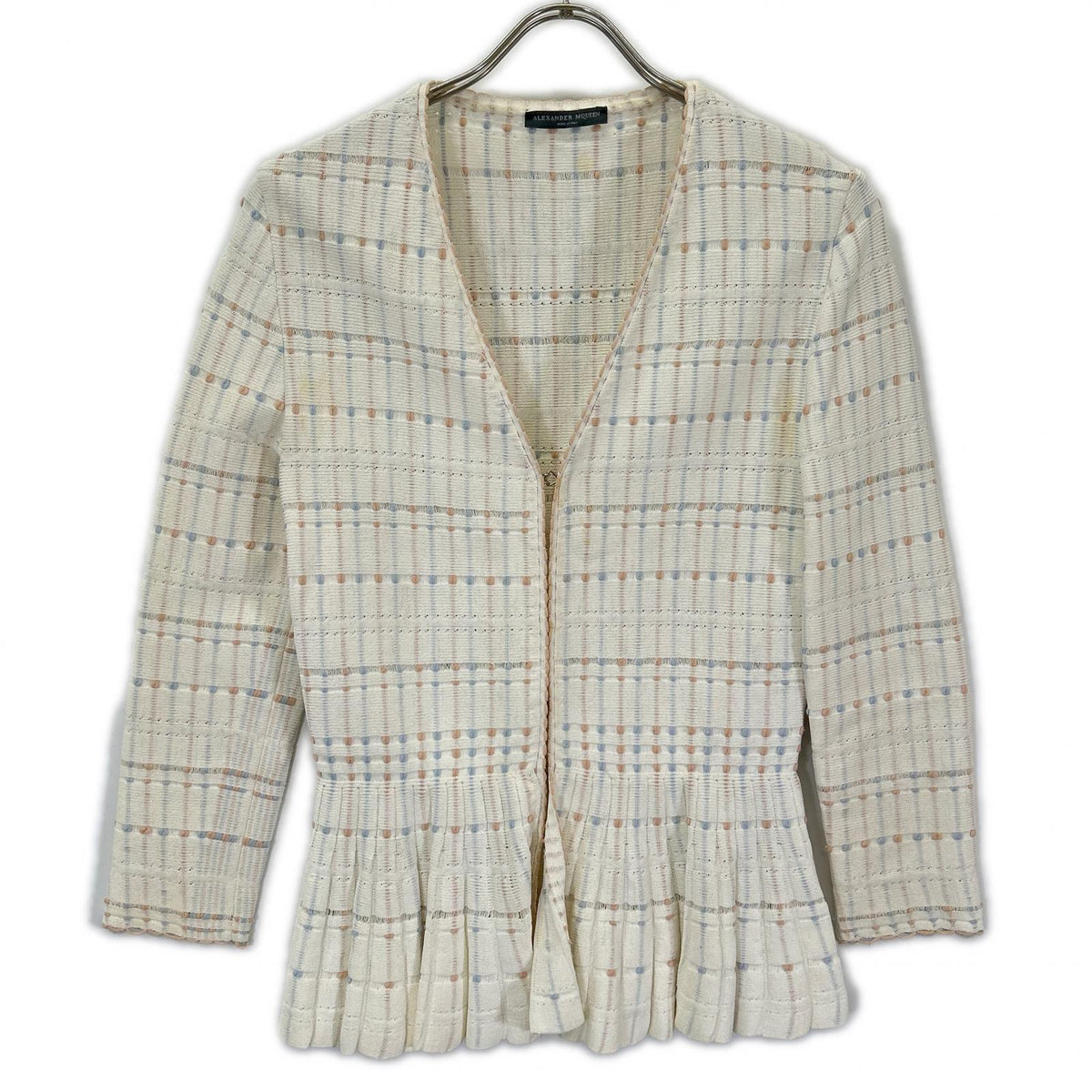 ALEXANDER McQUEEN アレキサンダーマックイーン ホワイト ビスコース ペプラム カーディガン トップス