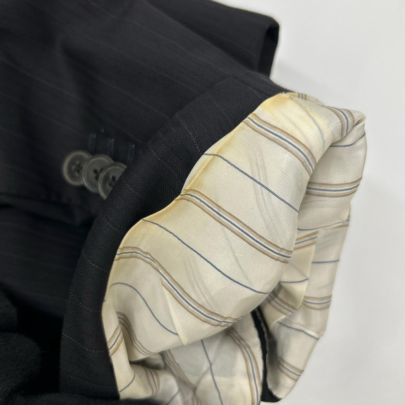 Ermenegildo Zegna エルメネジルドゼニア クチュール ブラック ストライプ ウール ジャケット、パンツ トロフェオ 2Pスーツ スーツ セットアップ