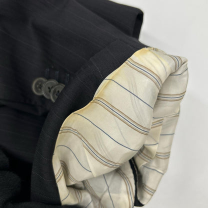 Ermenegildo Zegna エルメネジルドゼニア クチュール ブラック ストライプ ウール ジャケット、パンツ トロフェオ 2Pスーツ スーツ セットアップ