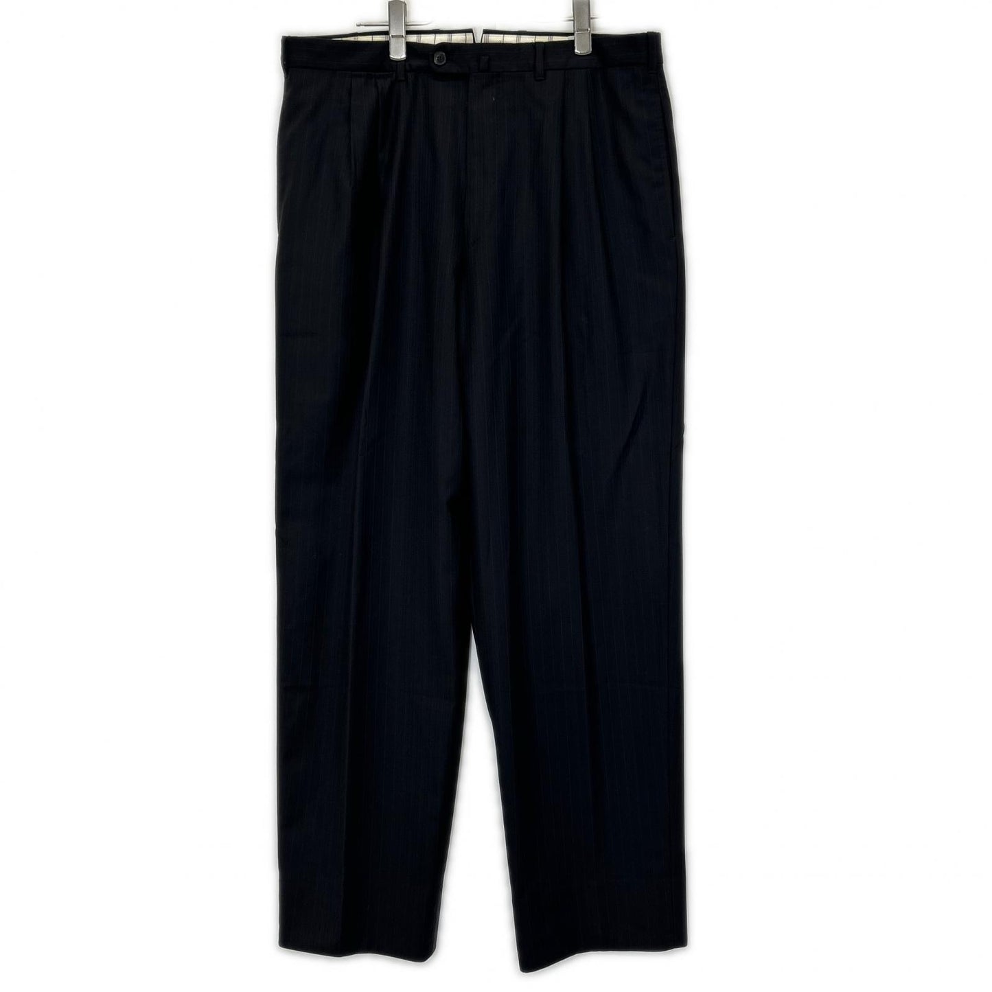 Ermenegildo Zegna エルメネジルドゼニア クチュール ブラック ストライプ ウール ジャケット、パンツ トロフェオ 2Pスーツ スーツ セットアップ