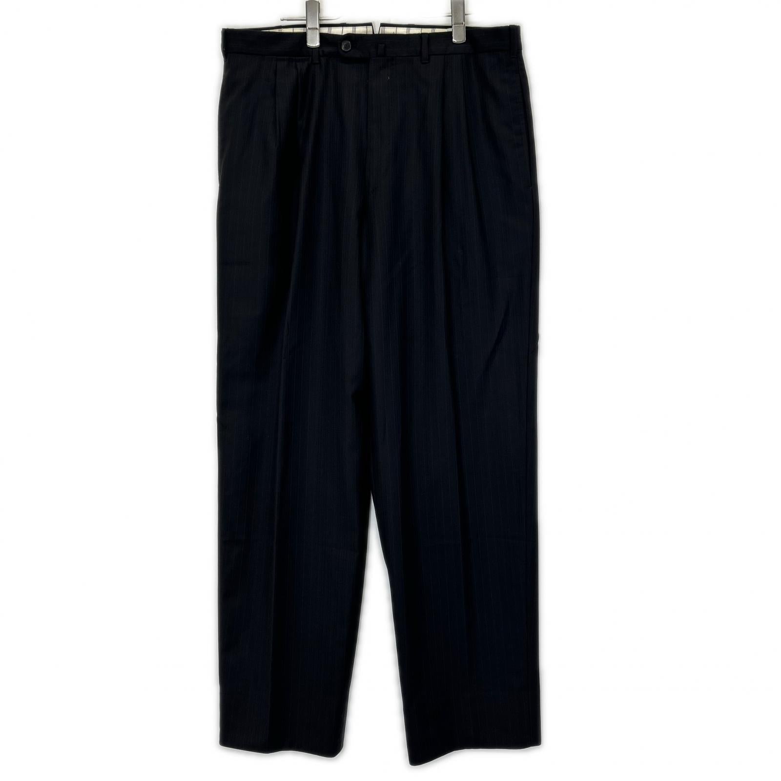 Ermenegildo Zegna エルメネジルドゼニア クチュール ブラック ストライプ ウール ジャケット、パンツ トロフェオ 2Pスーツ スーツ セットアップ