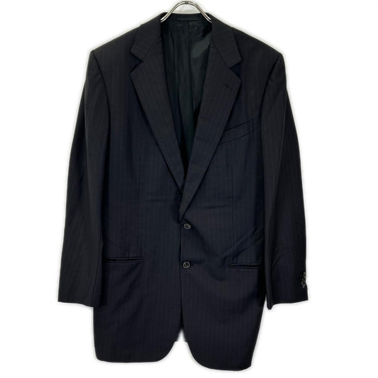 Ermenegildo Zegna エルメネジルドゼニア クチュール ブラック ストライプ ウール ジャケット、パンツ トロフェオ 2Pスーツ スーツ セットアップ