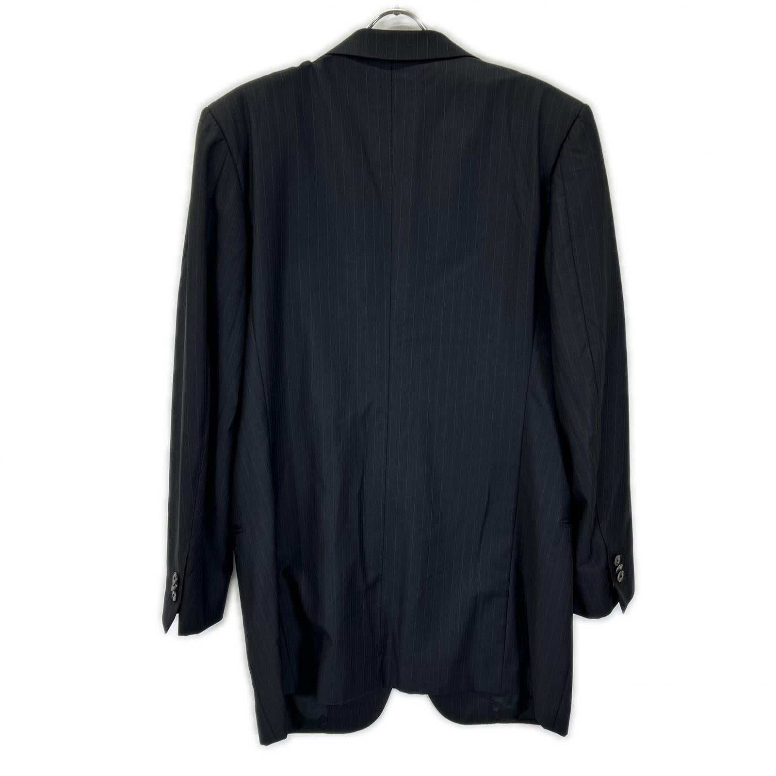 Ermenegildo Zegna エルメネジルドゼニア クチュール ブラック ストライプ ウール ジャケット、パンツ トロフェオ 2Pスーツ スーツ セットアップ