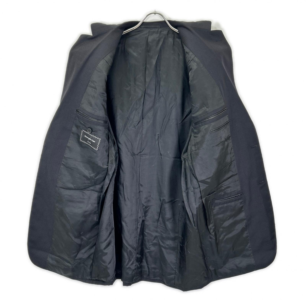 Ermenegildo Zegna エルメネジルドゼニア クチュール ブラック ストライプ ウール ジャケット、パンツ トロフェオ 2Pスーツ スーツ セットアップ