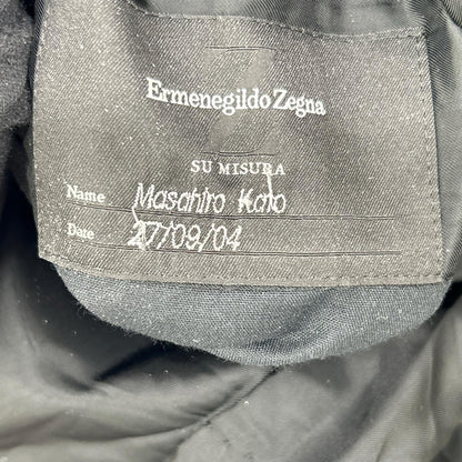 Ermenegildo Zegna エルメネジルドゼニア クチュール ブラック ストライプ ウール ジャケット、パンツ トロフェオ 2Pスーツ スーツ セットアップ