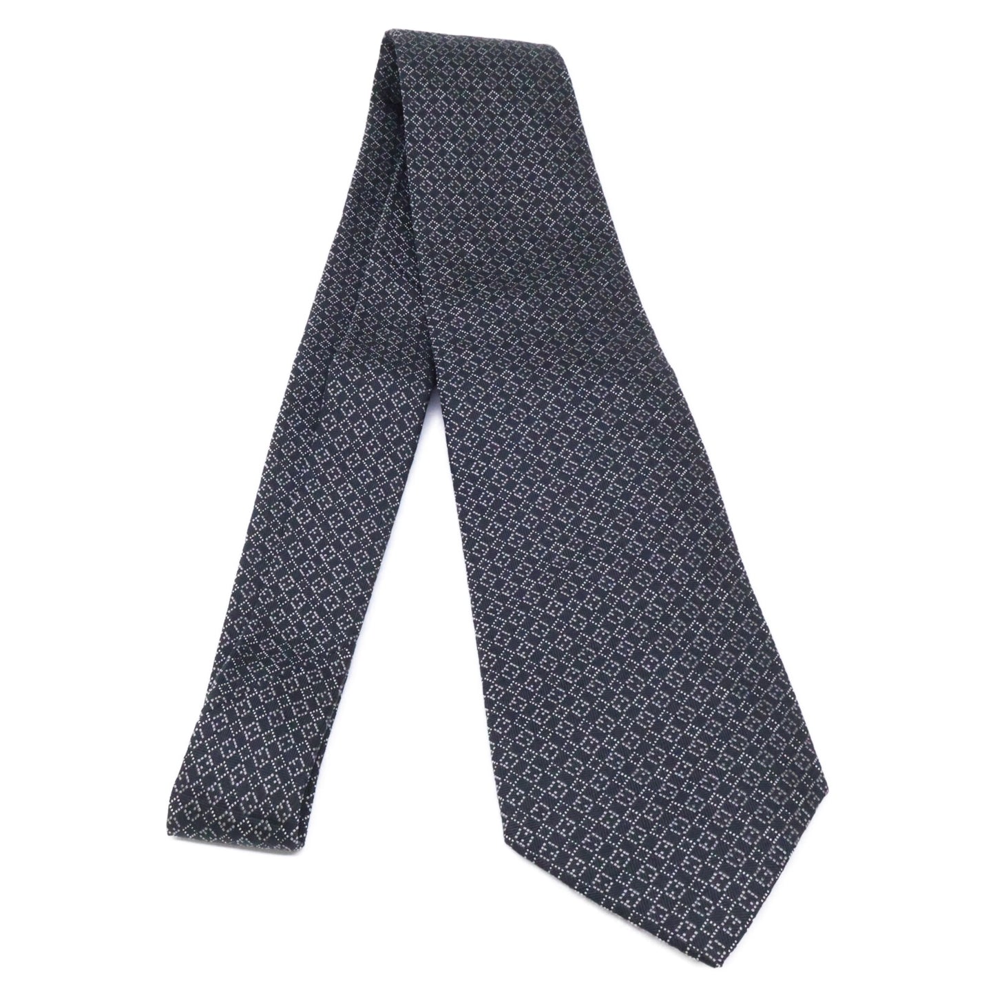 HERMES エルメス 【美品】758969T 総柄 シルク ネクタイ