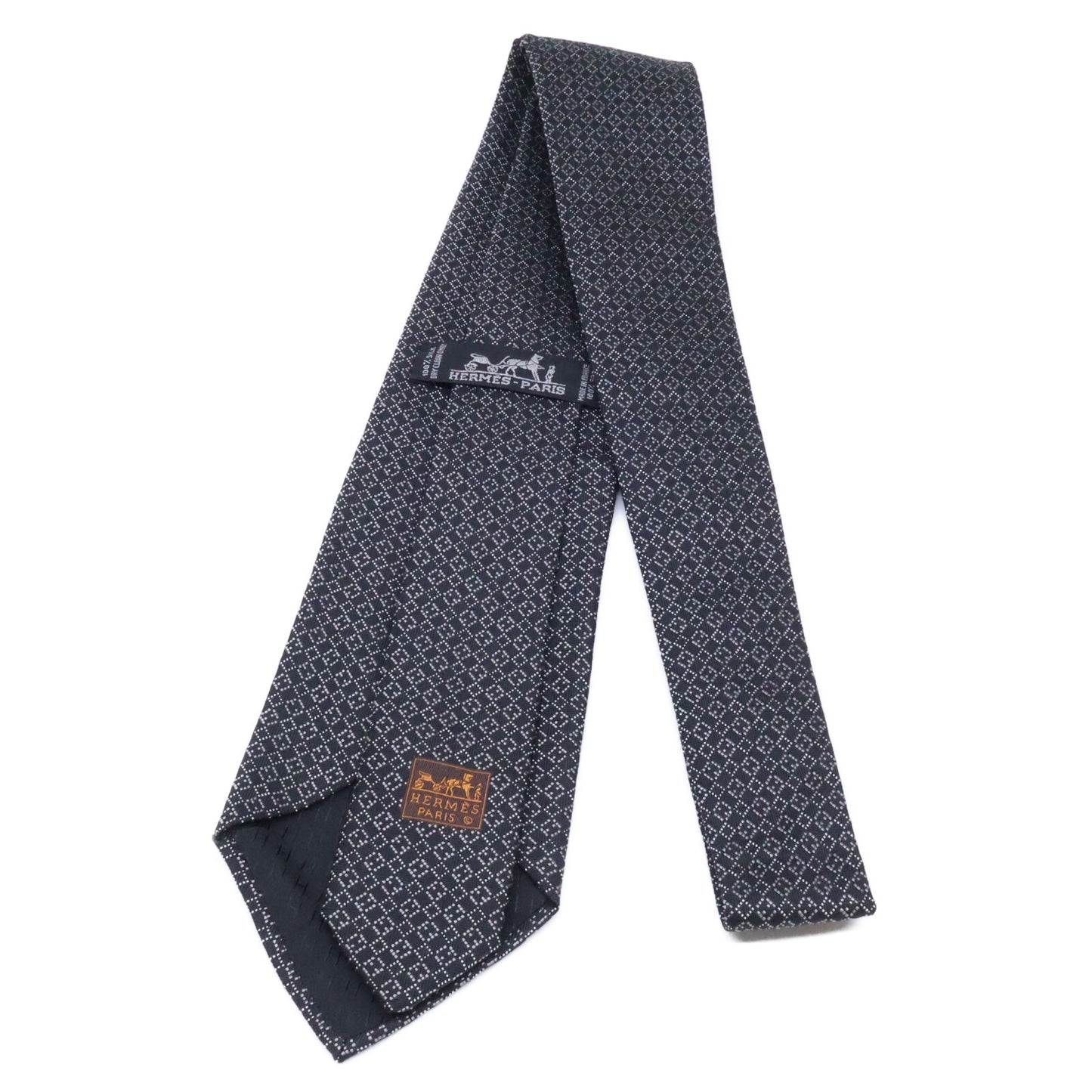 HERMES エルメス 【美品】758969T 総柄 シルク ネクタイ