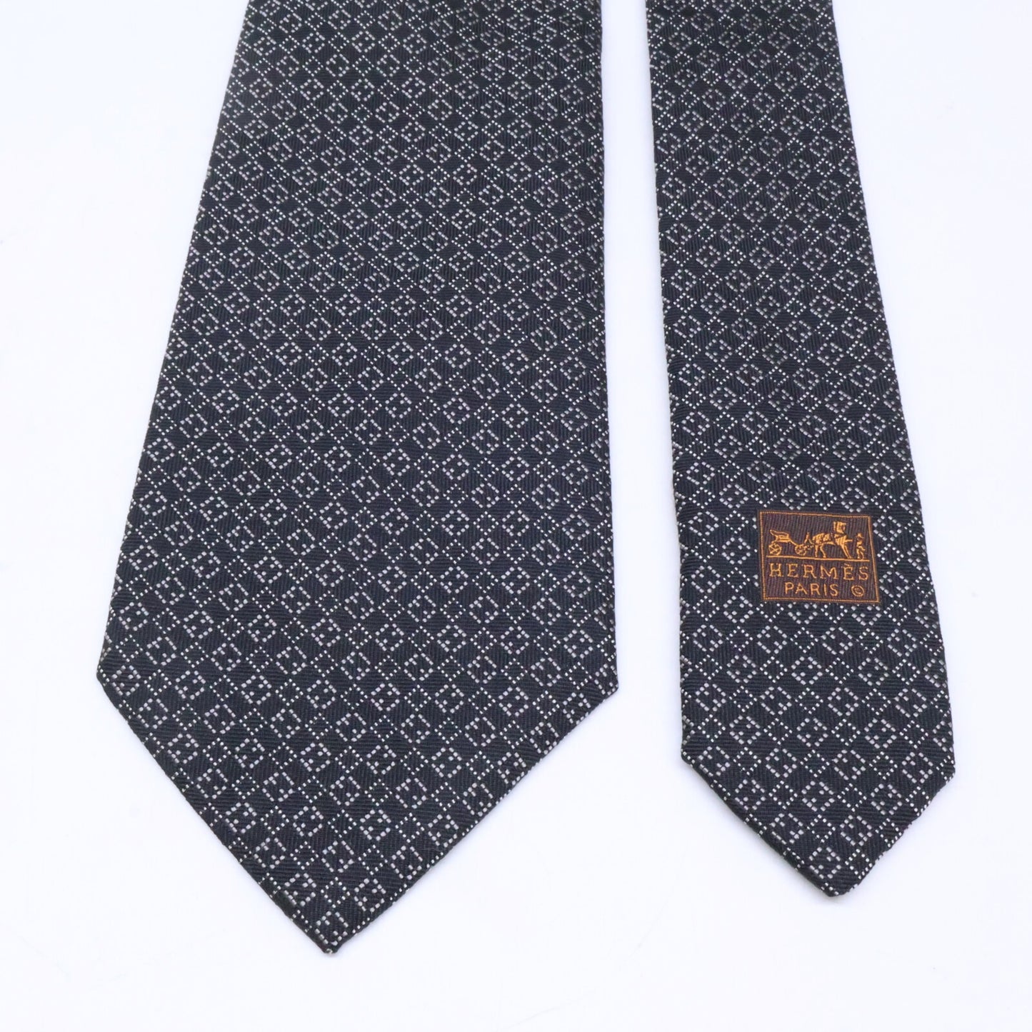 HERMES エルメス 【美品】758969T 総柄 シルク ネクタイ