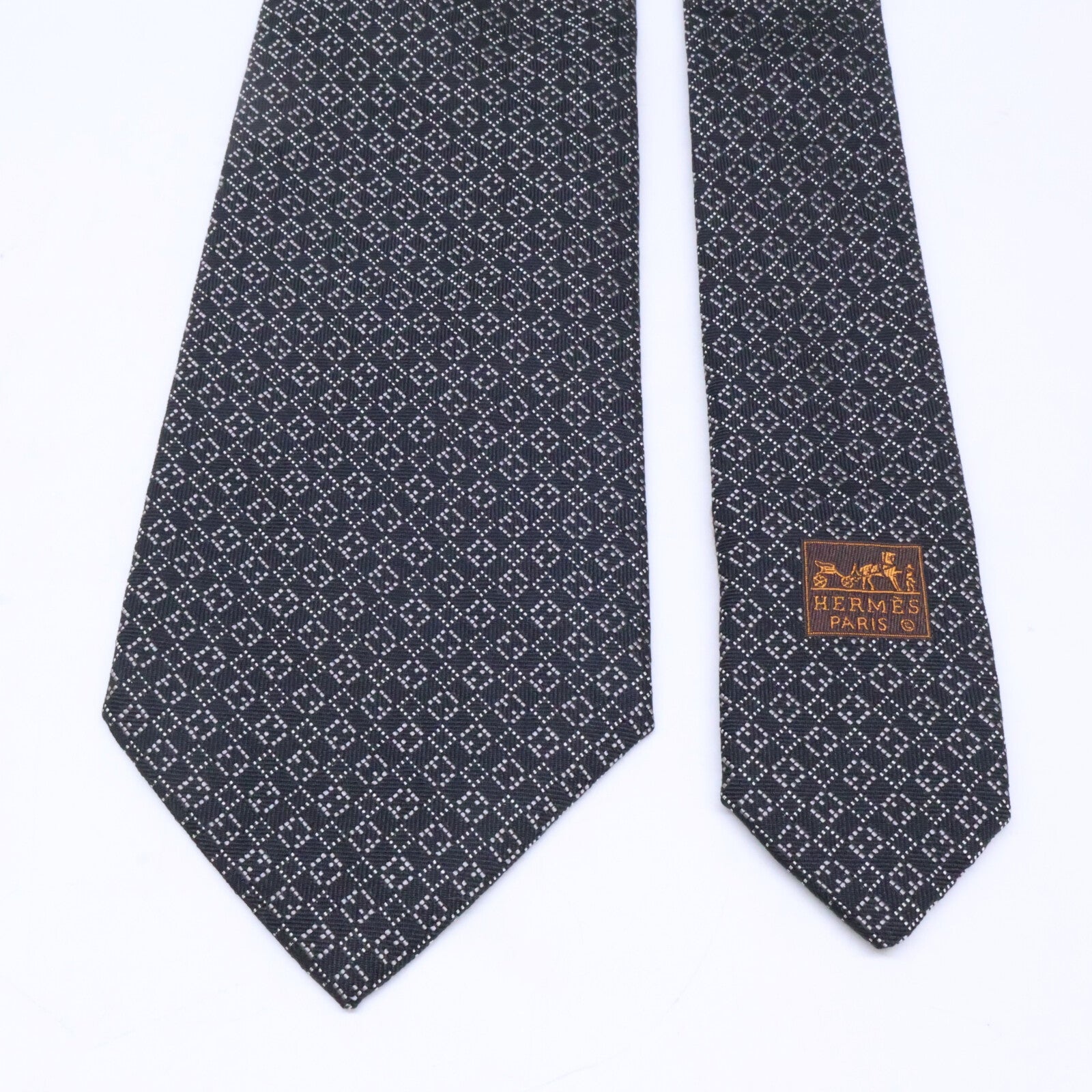 HERMES エルメス 【美品】758969T 総柄 シルク ネクタイ