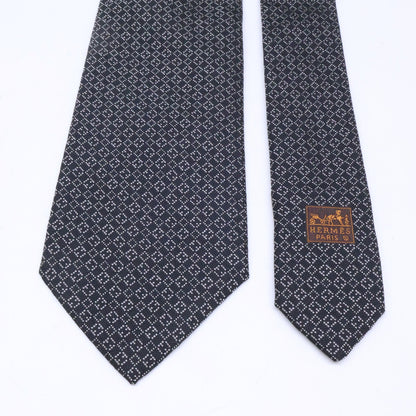 HERMES エルメス 【美品】758969T 総柄 シルク ネクタイ