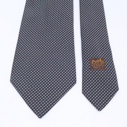 HERMES エルメス 【美品】758837T 総柄 シルク ネクタイ