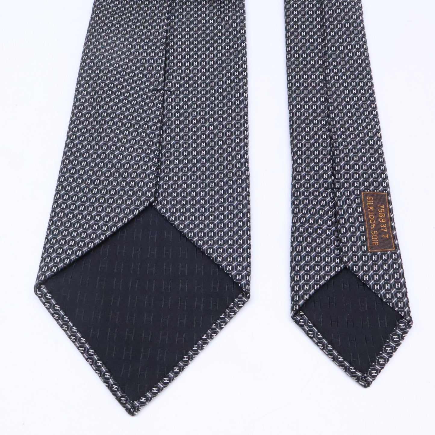 HERMES エルメス 【美品】758837T 総柄 シルク ネクタイ