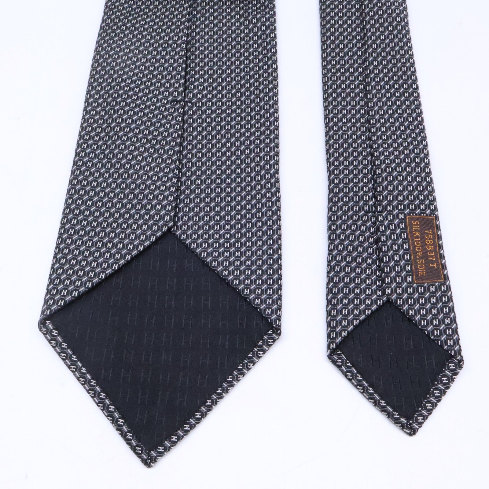 HERMES エルメス 【美品】758837T 総柄 シルク ネクタイ