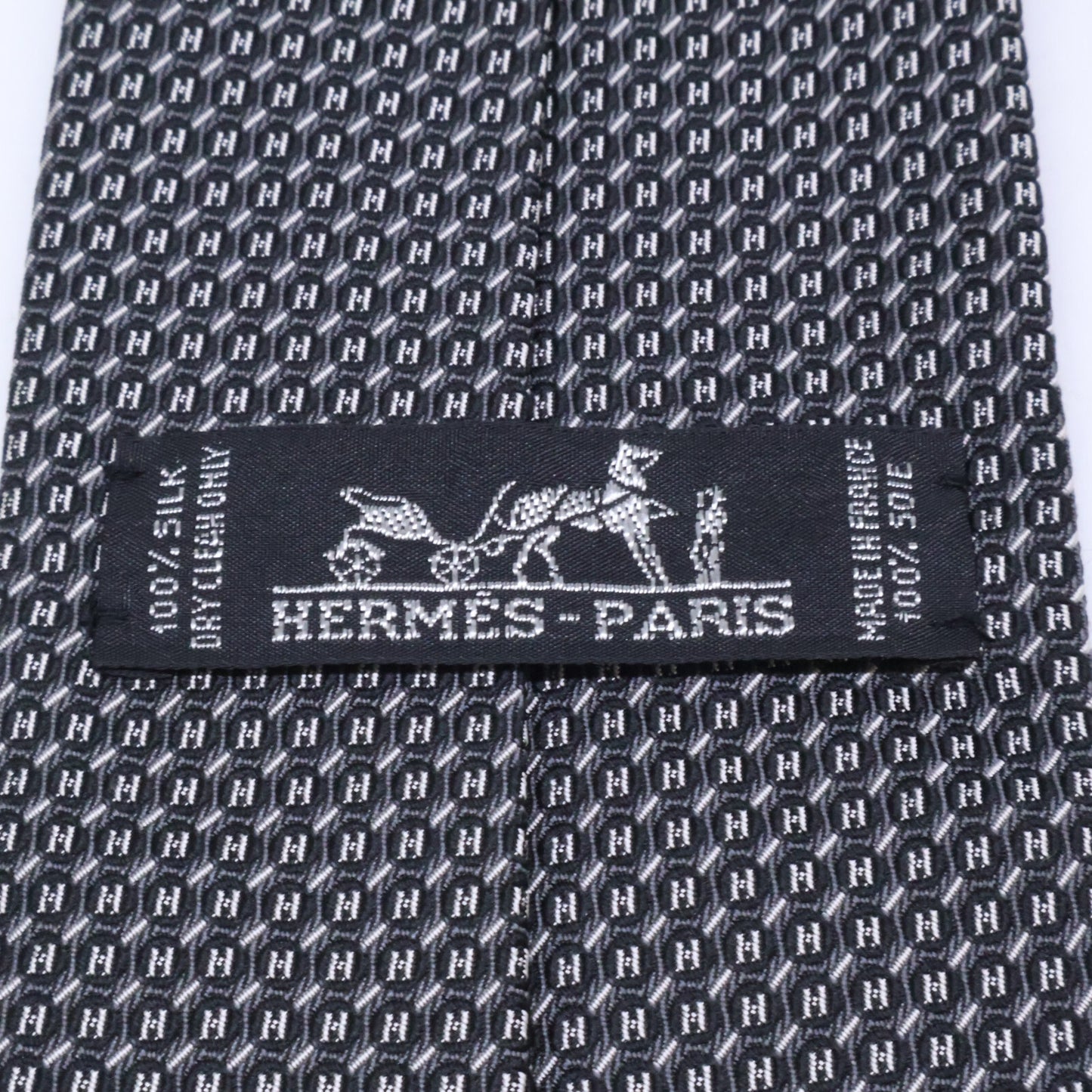 HERMES エルメス 【美品】758837T 総柄 シルク ネクタイ