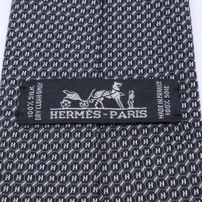 HERMES エルメス 【美品】758837T 総柄 シルク ネクタイ