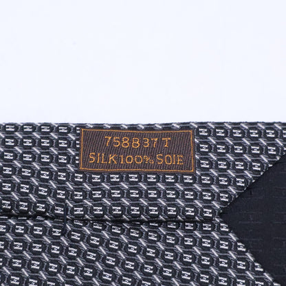 HERMES エルメス 【美品】758837T 総柄 シルク ネクタイ