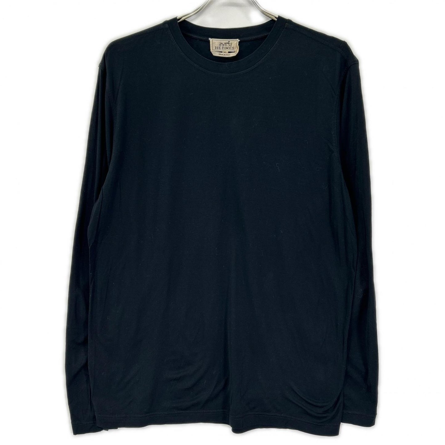 HERMES エルメス ブラック コットン ゴルチェ期 長袖Tシャツ トップス