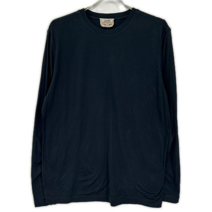 HERMES エルメス ブラック コットン ゴルチェ期 長袖Tシャツ トップス