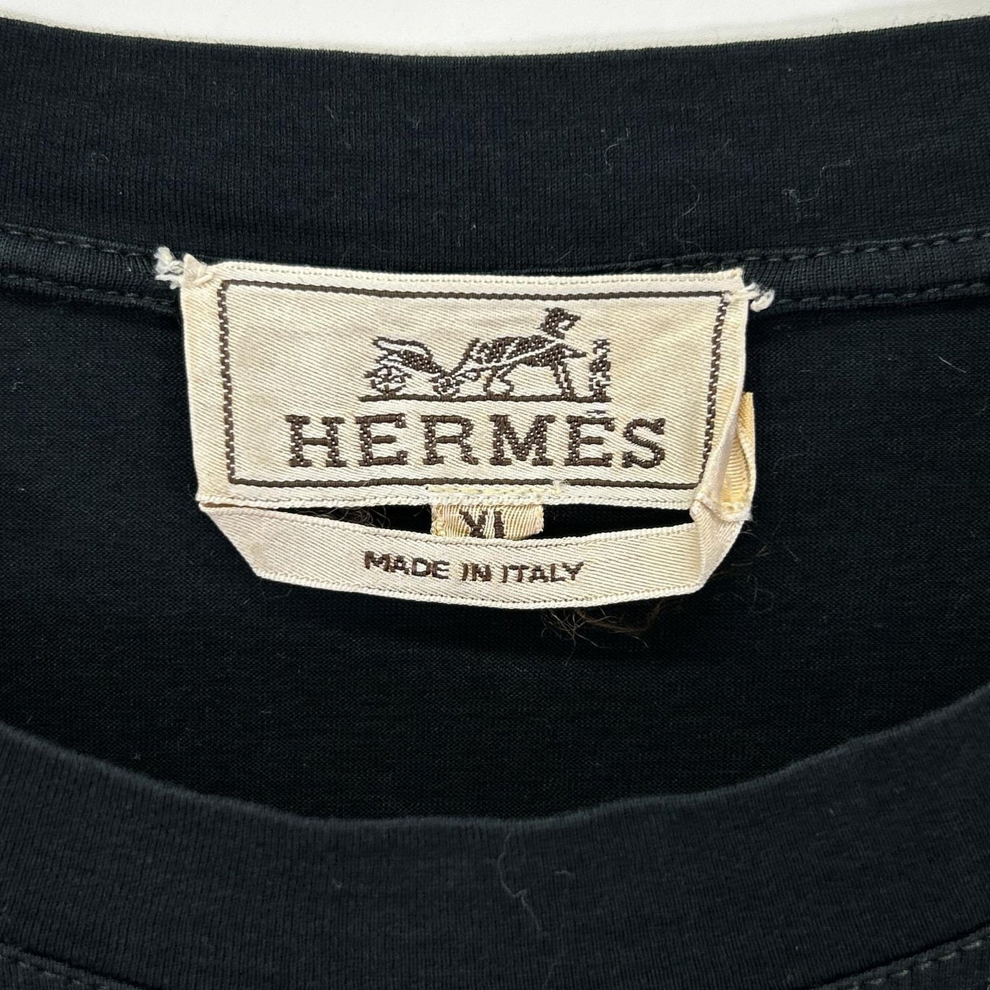 HERMES エルメス ブラック コットン ゴルチェ期 長袖Tシャツ トップス