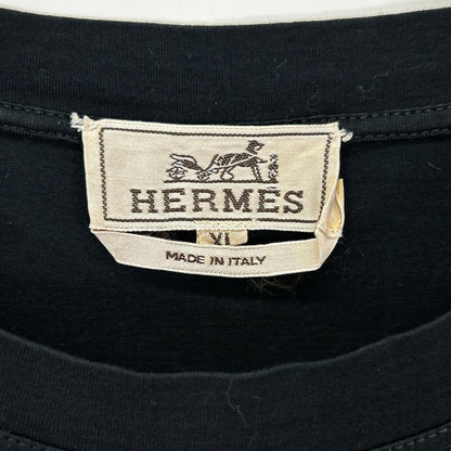 HERMES エルメス ブラック コットン ゴルチェ期 長袖Tシャツ トップス