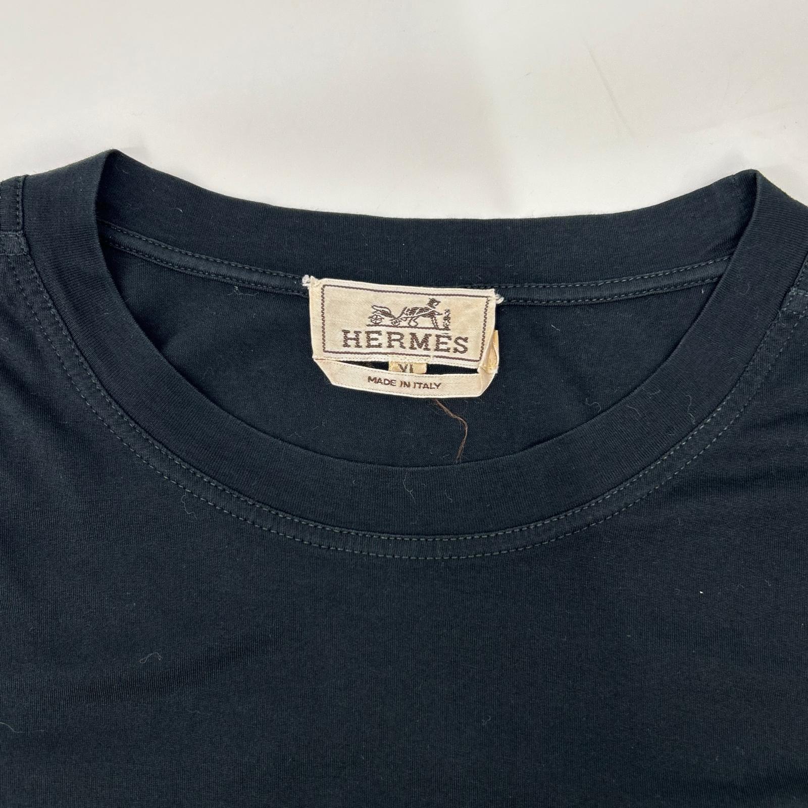 HERMES エルメス ブラック コットン ゴルチェ期 長袖Tシャツ トップス