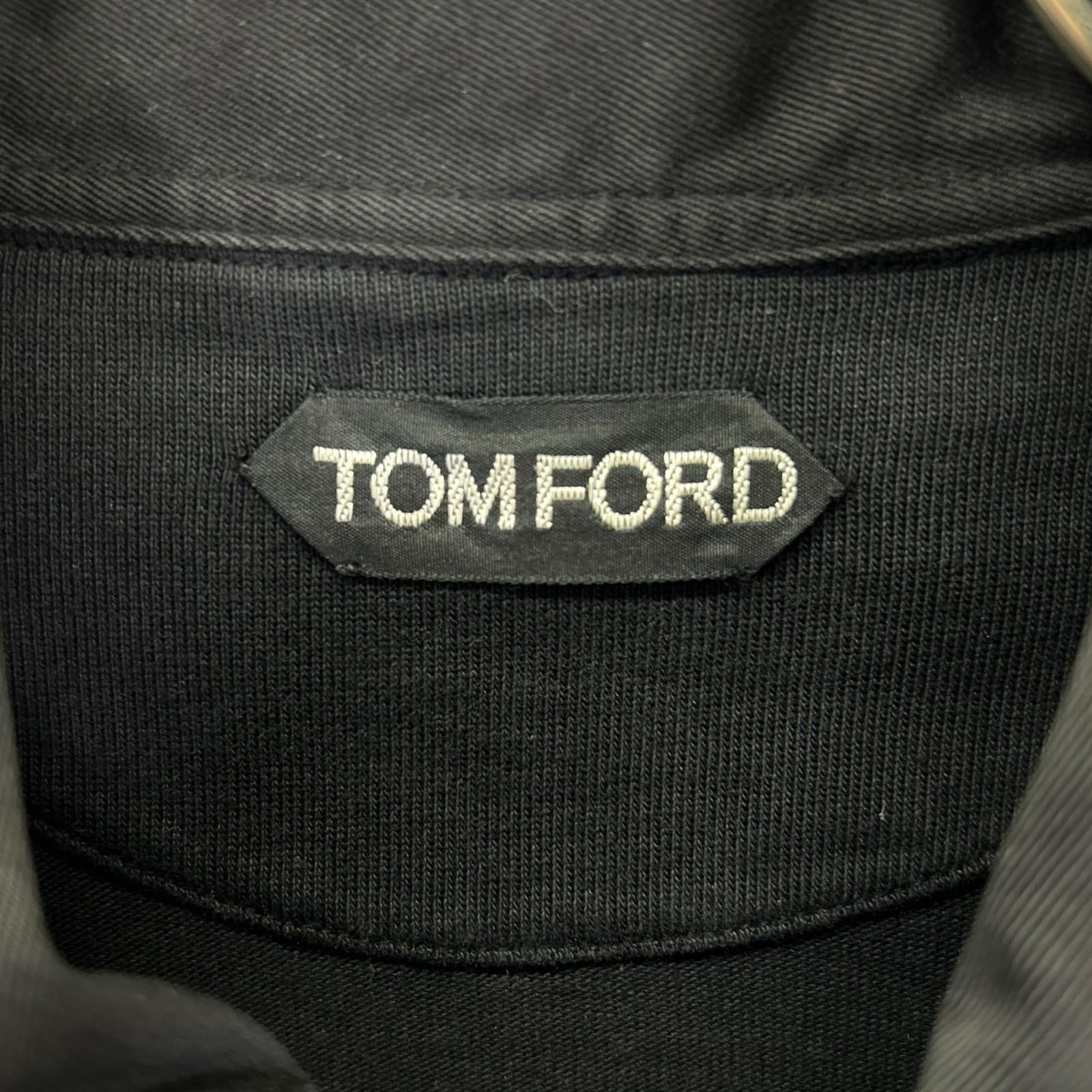 TOM FORD トムフォード ブラック コットン 長袖ポロシャツ トップス