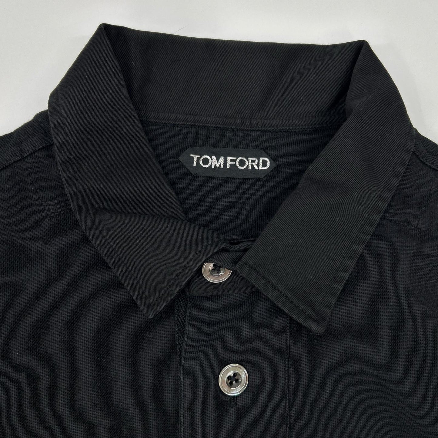 TOM FORD トムフォード ブラック コットン 長袖ポロシャツ トップス