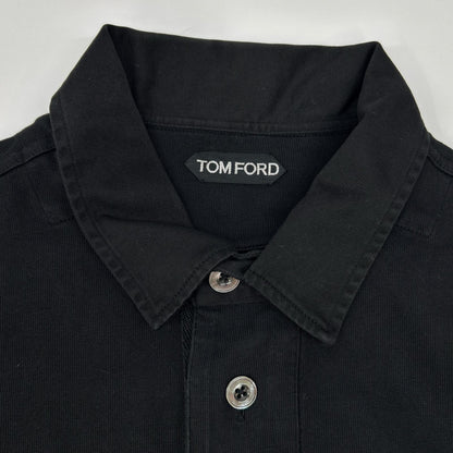 TOM FORD トムフォード ブラック コットン 長袖ポロシャツ トップス
