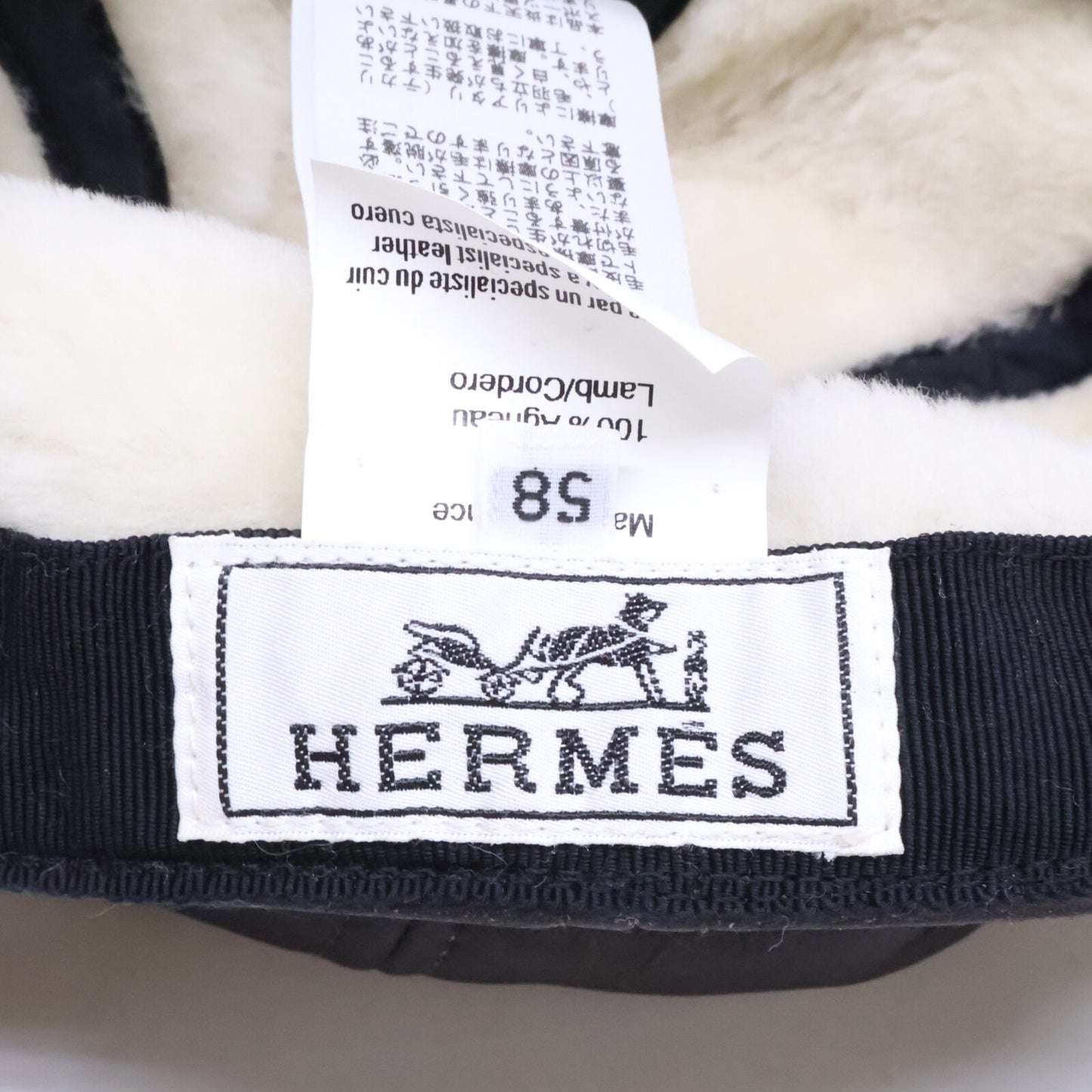 HERMES エルメス 【即決/国内正規】ラムスキン ボア キャップ 帽子