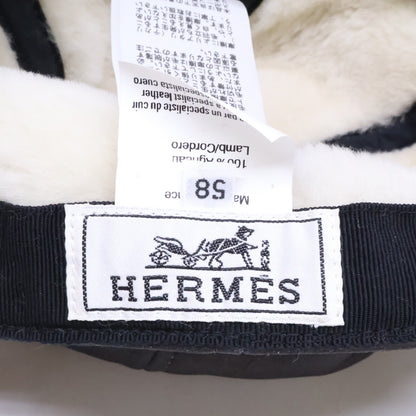 HERMES エルメス 【即決/国内正規】ラムスキン ボア キャップ 帽子