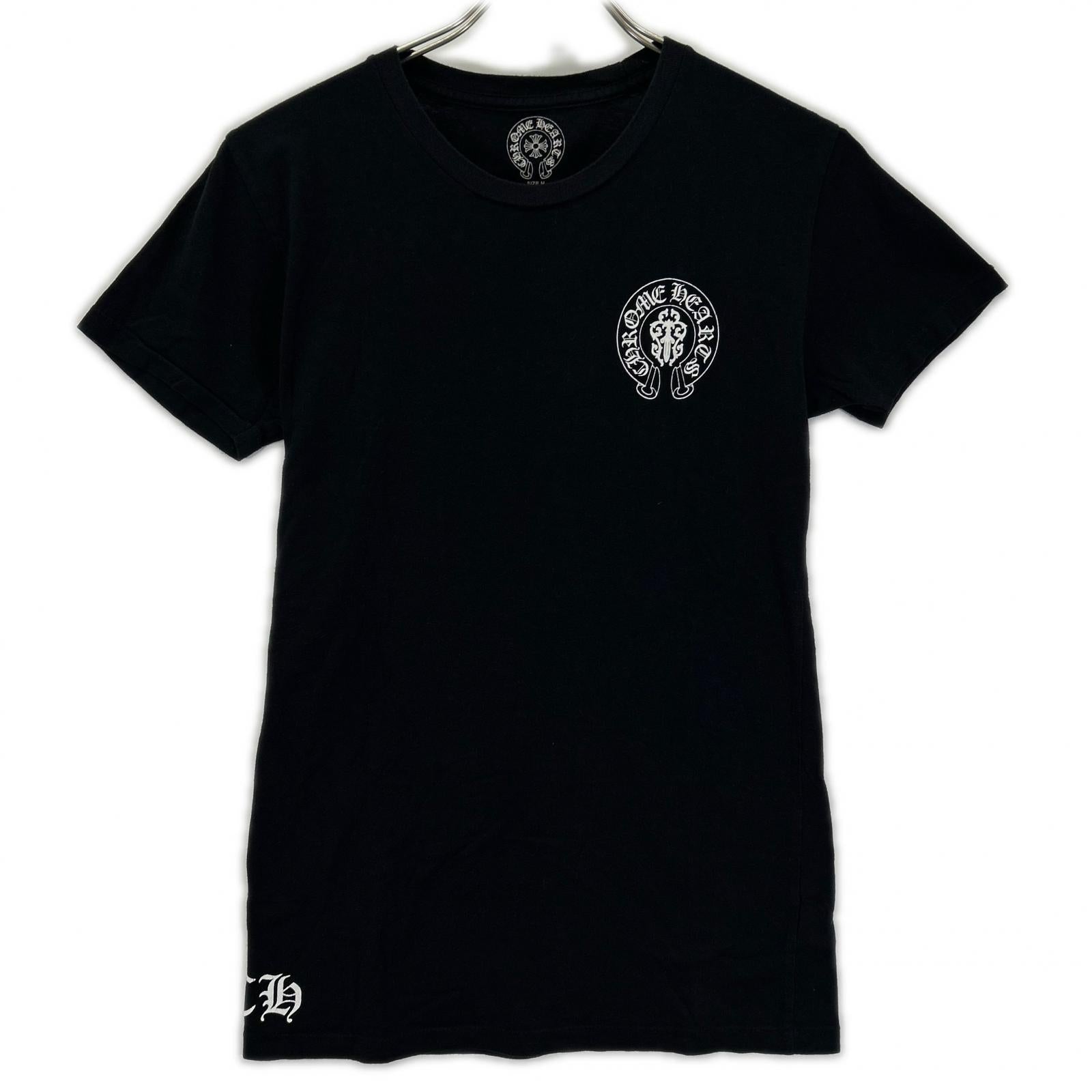 Chrome hearts クロムハーツ ブラック アメリカンフラッグ 星条旗 スクロールラベル 半袖Tシャツ トップス