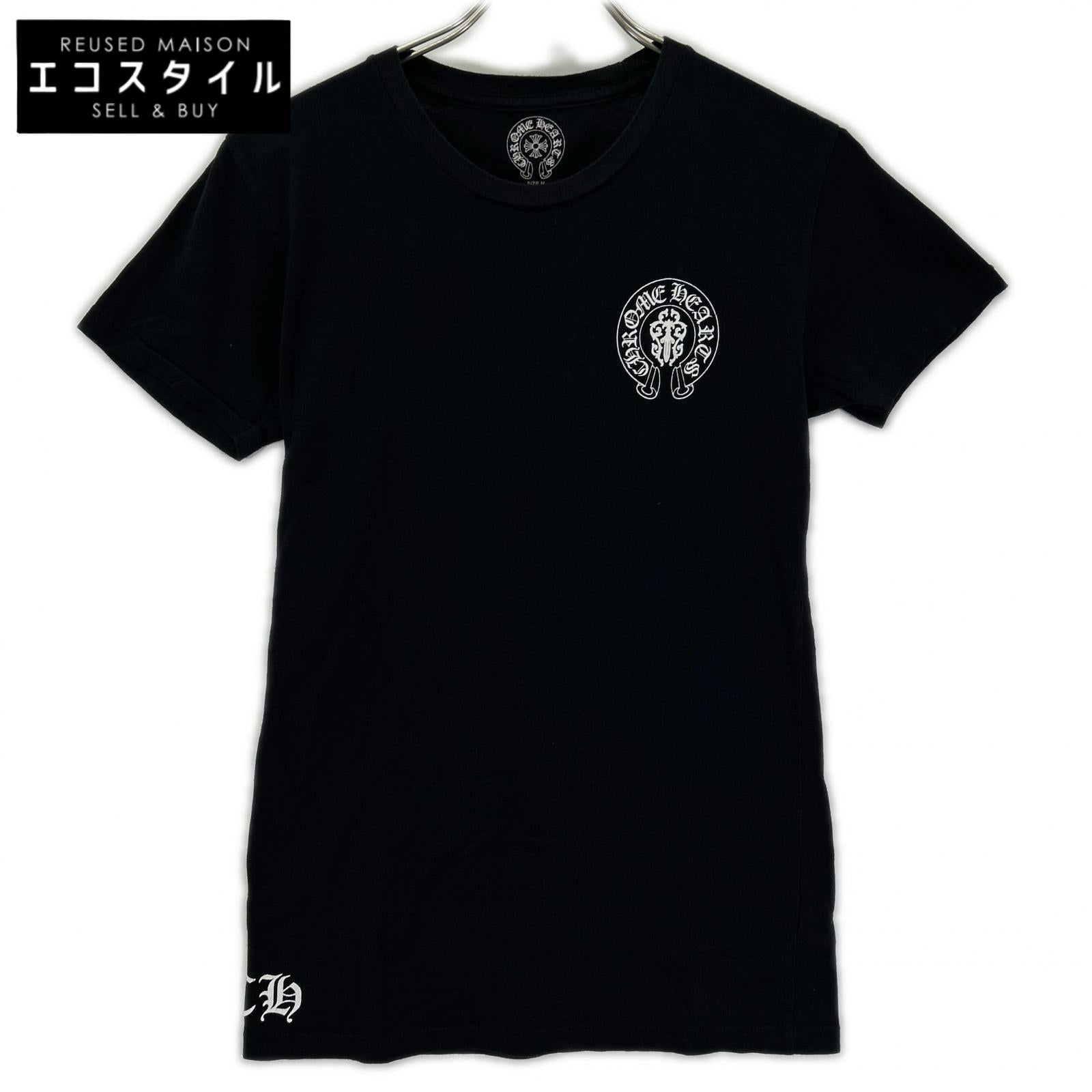 Chrome hearts クロムハーツ ブラック アメリカンフラッグ 星条旗 スクロールラベル 半袖Tシャツ トップス