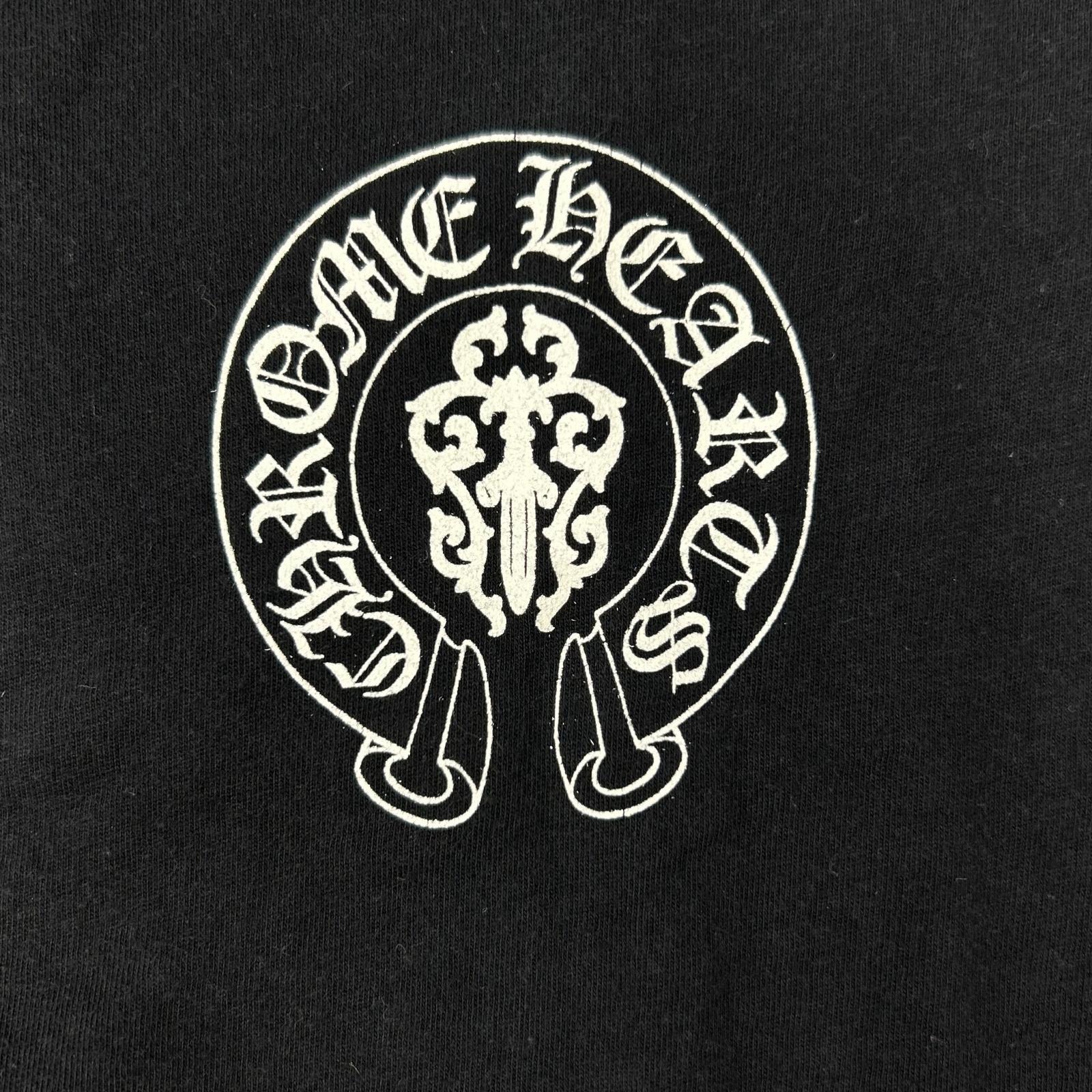 Chrome hearts クロムハーツ ブラック アメリカンフラッグ 星条旗 スクロールラベル 半袖Tシャツ トップス