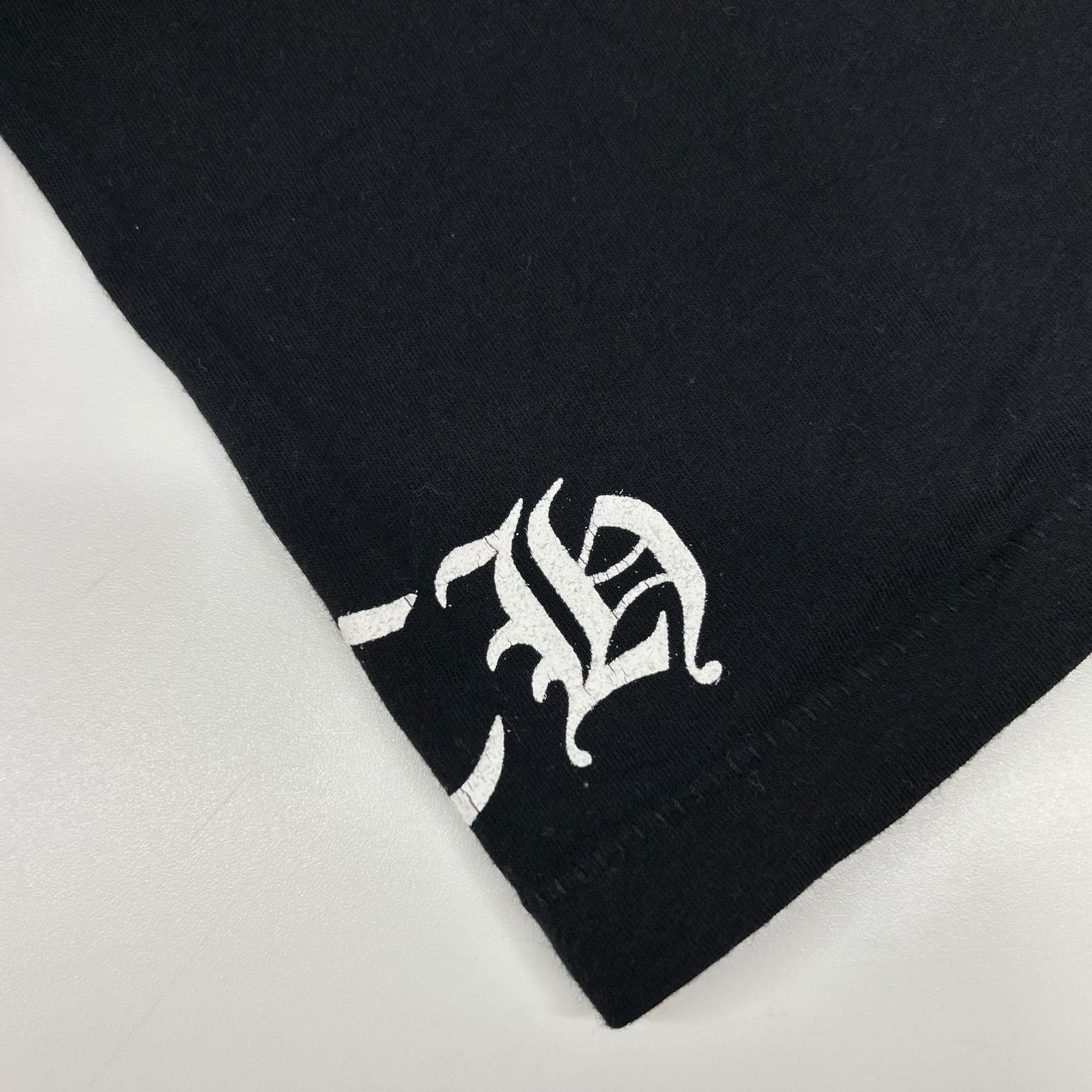 Chrome hearts クロムハーツ ブラック アメリカンフラッグ 星条旗 スクロールラベル 半袖Tシャツ トップス