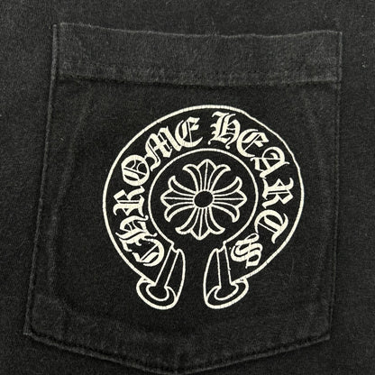 Chrome hearts クロムハーツ ブラック ホースシュープリントポケット 半袖Tシャツ トップス