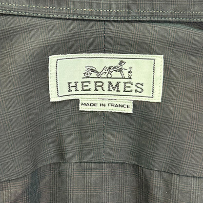 HERMES エルメス チャコール コットン 袖セリエボタン 長袖シャツ トップス