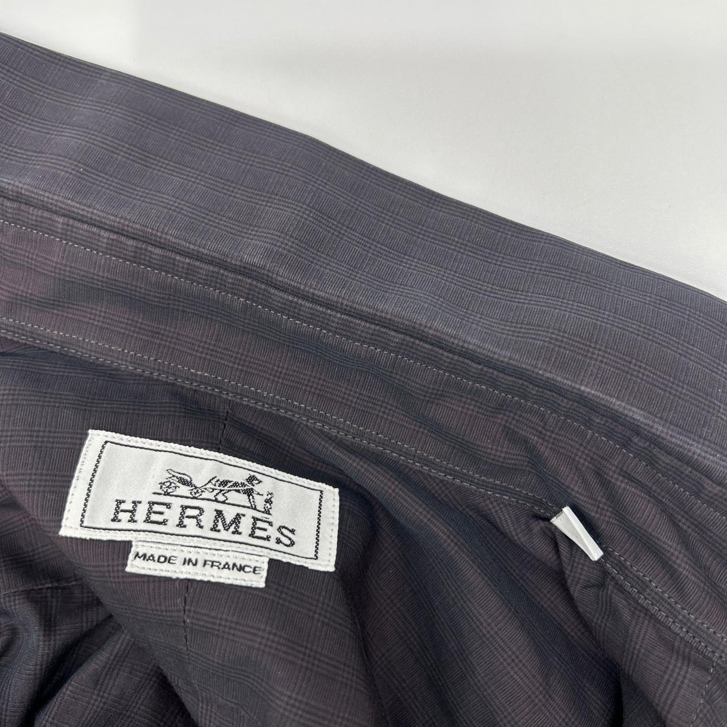 HERMES エルメス チャコール コットン 袖セリエボタン 長袖シャツ トップス