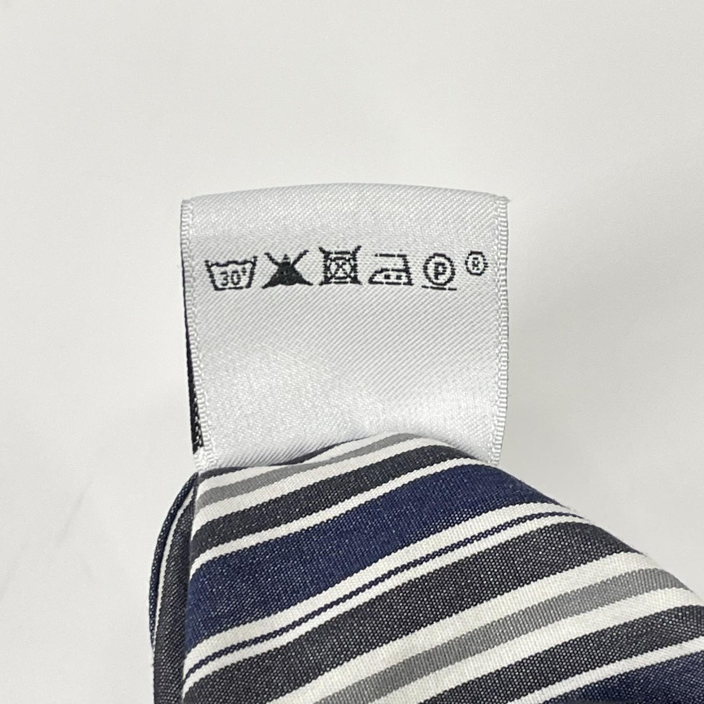HERMES エルメス ホワイト×グレー ストライプ コットン 袖セリエボタン 長袖シャツ トップス