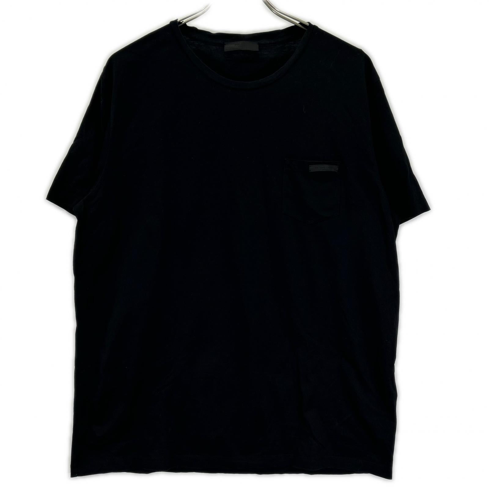 PRADA プラダ 19年製 UJN006 ブラック ロゴパッチ ポケットTシャツ トップス