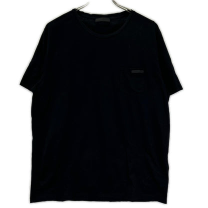 PRADA プラダ 19年製 UJN006 ブラック ロゴパッチ ポケットTシャツ トップス