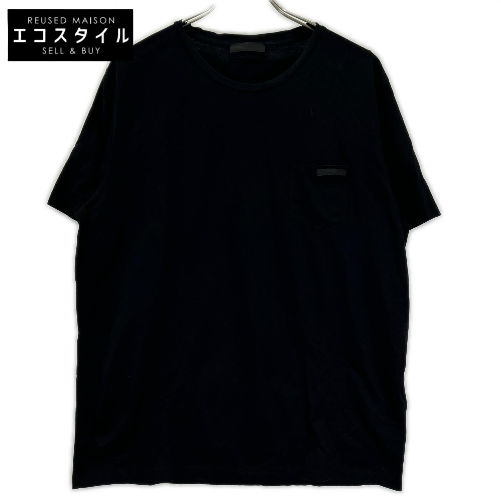 PRADA プラダ 19年製 UJN006 ブラック ロゴパッチ ポケットTシャツ トップス