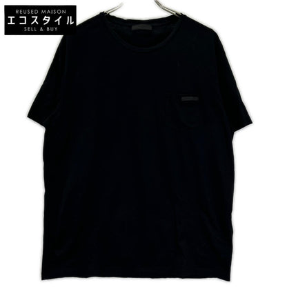 PRADA プラダ 19年製 UJN006 ブラック ロゴパッチ ポケットTシャツ トップス