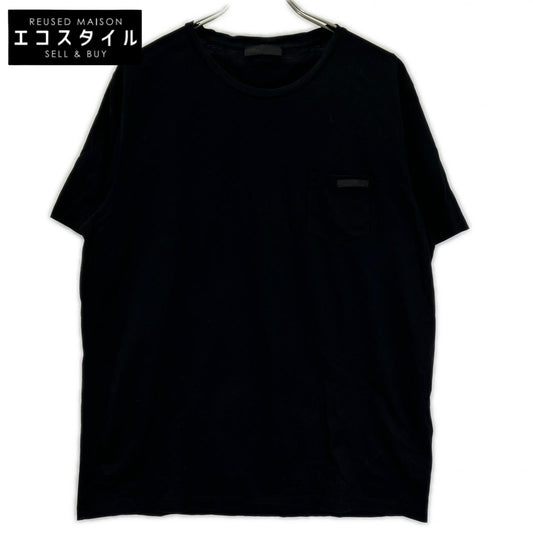 PRADA プラダ 19年製 UJN006 ブラック ロゴパッチ ポケットTシャツ トップス