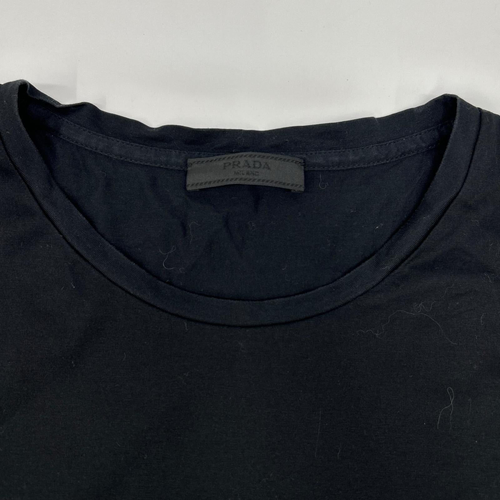 PRADA プラダ 19年製 UJN006 ブラック ロゴパッチ ポケットTシャツ トップス