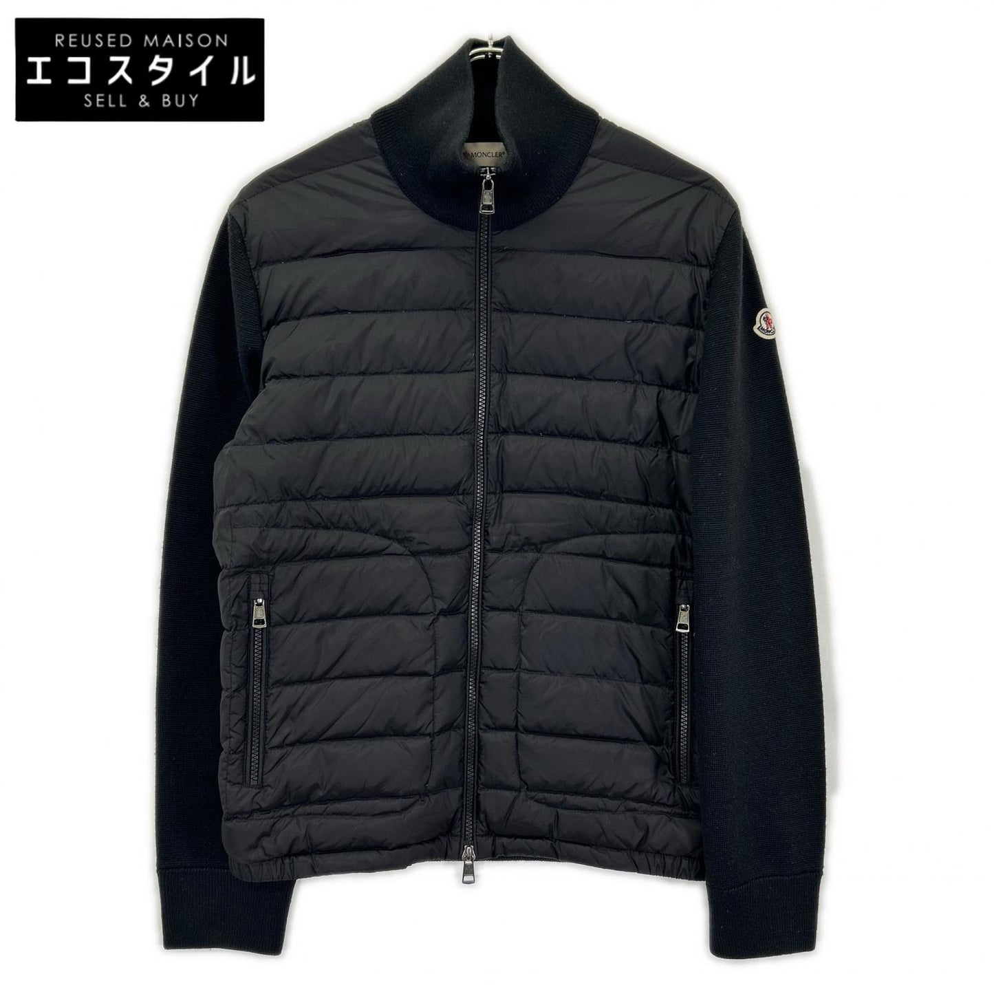 MONCLER モンクレール 22年製 ブラック CARDIGAN TRICOT ニット切り替え ダウンジャケット ジャケット