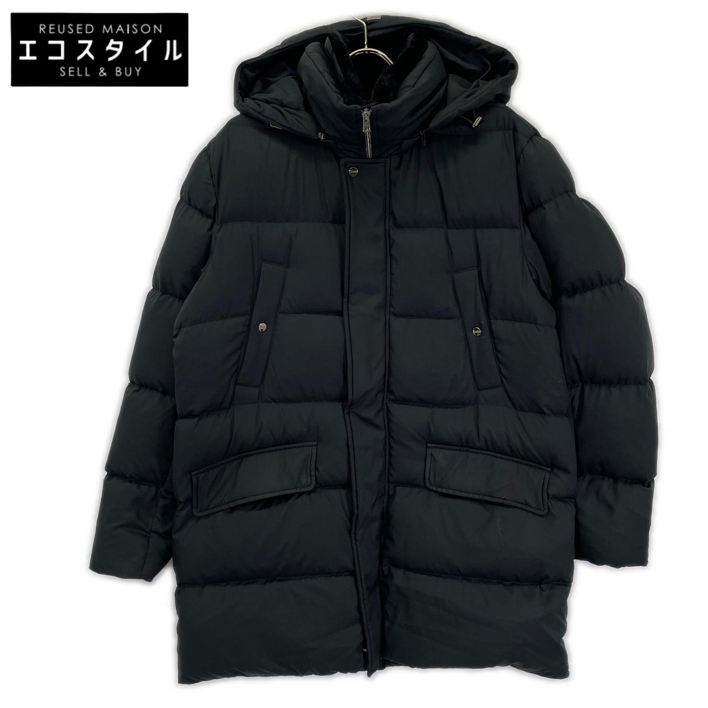 HERNO ヘルノ PI001078U ブラック N-3B型 POLAR-TECH 襟ファー ダウンコート コート